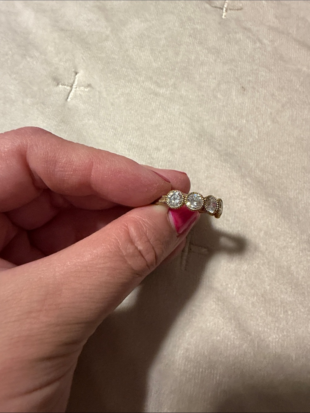Judith Ripka 925 Sterling dipped in Gold Ring with CZ Gemstones - Picture 8 of 11